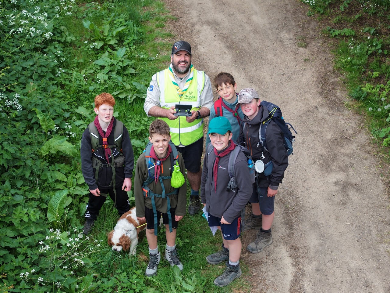 Scouts celebrating together outdoors